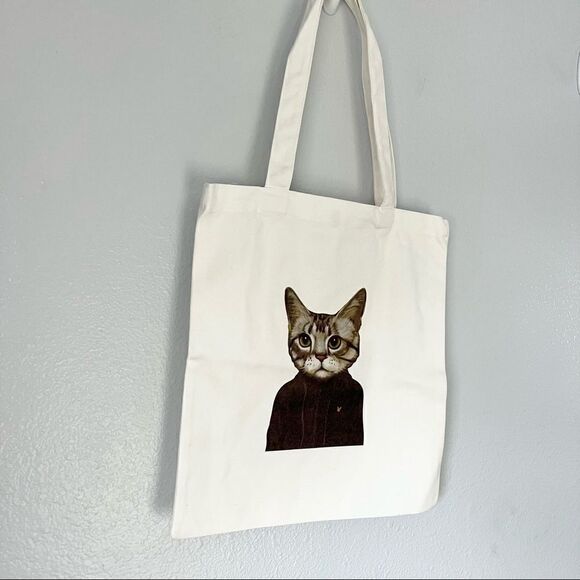 New Cat Print Canvas Bag - Picture 4 of 4